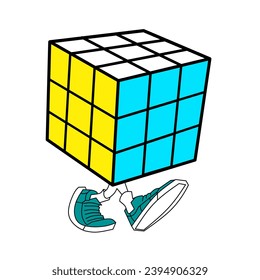 cubes, blue and yellow, vector illustration 