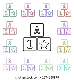 Cubes for children line multi color style icon. Simple thin line, outline vector of toys icons for ui and ux, website or mobile application