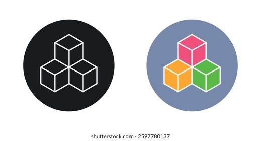 Cubes colored icon set. Stock Vector