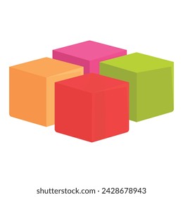 Cubes colorful icon cartoon vector. Castle play. Piece cube tower