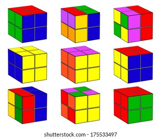 cubes in different colors on a white background