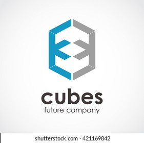Cubes future of line digital abstract vector and logo design.