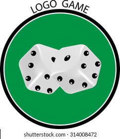Cubes game logo. Leisure and dice, fortune and luck, chance. Vector illustration