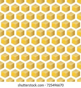 Cubes, Gold, texture. Abstract seamless pattern .Vector illustration.