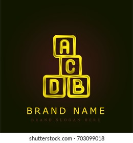 Cubes golden metallic logo
