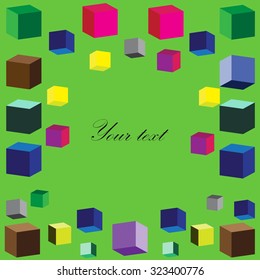 Cubes greeting card. Vector illustration.
