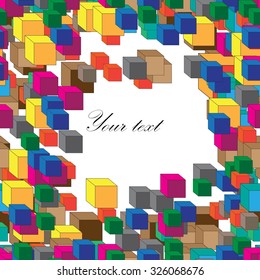 Cubes greeting card. Vector illustration.