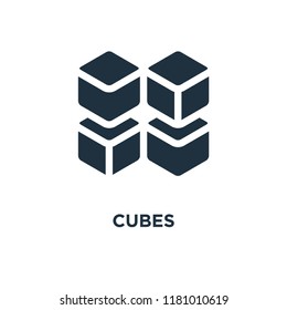 Cubes icon. Black filled vector illustration. Cubes symbol on white background. Can be used in web and mobile.