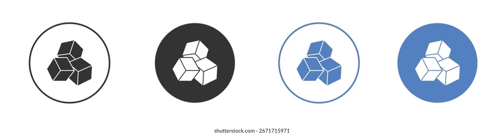 Cubes icon collection for app in black and blue colors