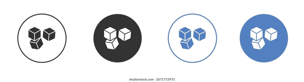 Cubes icon collection for app in black and blue colors
