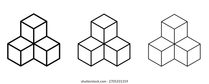 Cubes icon linear style sign for mobile concept and web design.