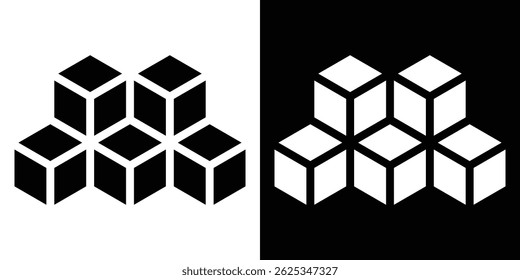 Ícone de cubos vetor de linha simples. Símbolo, logotipo.