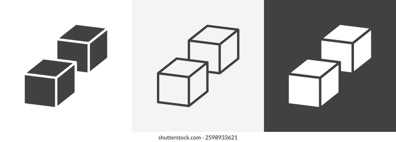 Cubes icons in Thin line black color. flat simple vector symbols illustration.