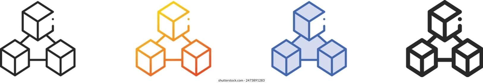 cubes icon.Thin Linear, Gradient, Blue Stroke and bold Style Design Isolated On White Background