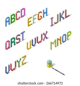 Cubes Isometric Perspective Alphabet - Typography Element - Vector Illustration