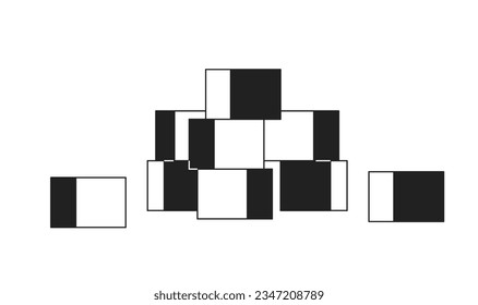 Cubes in kindergarten monochrome flat vector object. Pyramid building in childhood. Construction. Editable black and white line icon. Simple cartoon clip art spot illustration for web graphic design