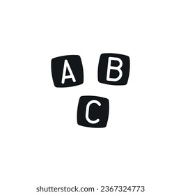 Cubes with letters. Toys for children simple glyph icon. Vector solid isolated black illustration.