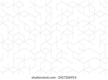 Cubes line geometric grid seamless pattern. Vector