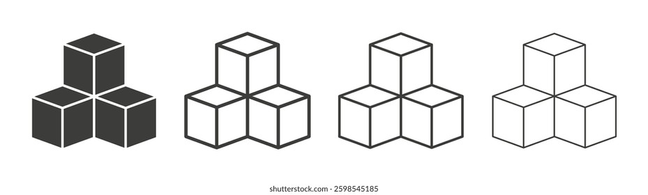 Cubes line icon vector illustration set.