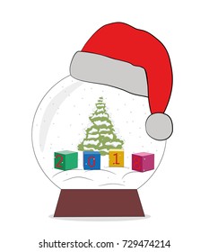 cubes with the numbers 2018 lie in a snow ball. concept of New Year and Christmas holidays. vector illustration.