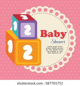 cubes with numbers baby shower card