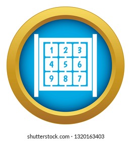 Cubes with numbers on playground icon blue vector isolated on white background for any design