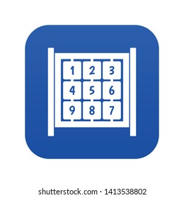 Cubes with numbers on playground icon digital blue for any design isolated on white vector illustration