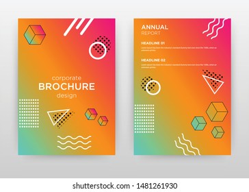 Cubes on orange, red design for annual report, brochure, flyer, poster. Orange, red abstract background vector illustration for flyer, leaflet, poster. Business abstract A4 brochure template.