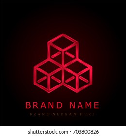 Cubes red chromium metallic logo