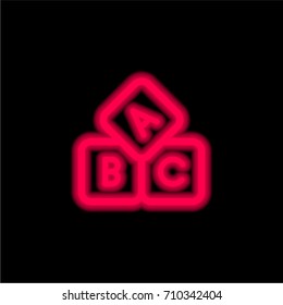 Cubes red glowing neon ui ux icon. Glowing sign logo vector