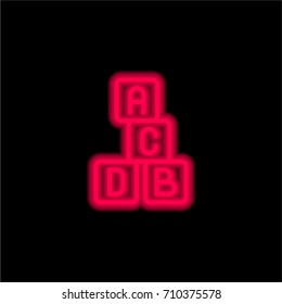 Cubes red glowing neon ui ux icon. Glowing sign logo vector