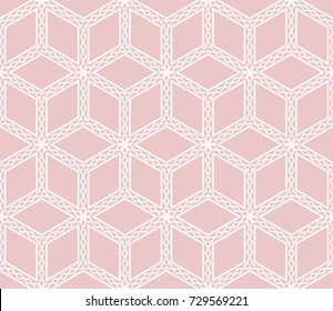 Cubes and Rhombs Seamless Pattern. Geometric Repeating Texture Pastel colored background. Vector Illustration.