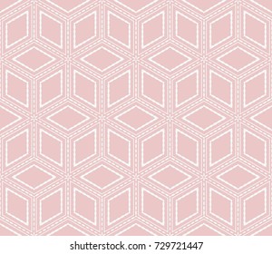 Cubes and Rhombs Seamless Pattern. Geometric Repeating Texture Pastel colored background. Vector Illustration.