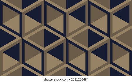 Cubes. Seamless 3D pattern. Optical illusions. Op Art. Template for fabric or wrapping. Khaki-coloured. Modern textile. Geometric. Stylish background. Wallpapers. Pastel colors. 3D Tiles.