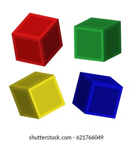 Cubes, set, icons. Vector illustration.