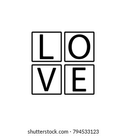 cubes with text love icon. Love and Valentine's Day element icon. Premium quality graphic design. Signs, outline symbols collection icon for websites, web design, mobile app on white background