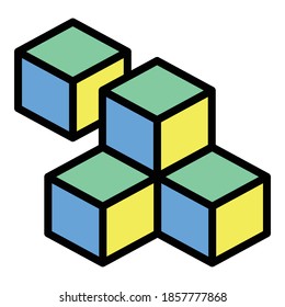 Cubes toy icon. Outline cubes toy vector icon for web design isolated on white background
