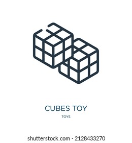 cubes toy thin line icon. cube, game linear icons from toys concept isolated outline sign. Vector illustration symbol element for web design and apps.