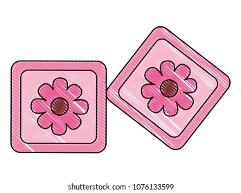 cubes toys of baby with flower icon