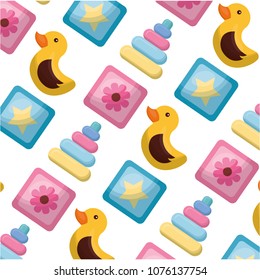 cubes toys of baby and rubber duck pattern