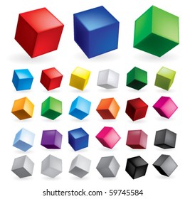 Cubes in various combinations of position for training
