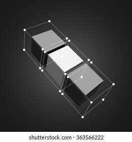 Cubes with white dots and lines. Vector illustration.
