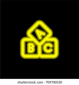 Cubes yellow glowing neon ui ux icon. Glowing sign logo vector