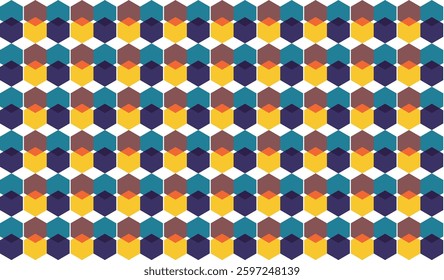 Cube-shaped optical illusion pattern with balanced color nuances. Ideal for interior design, wallpaper and branding with contemporary style.