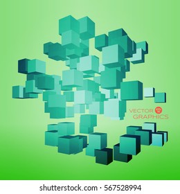 Cubic abstract architecture background. 3d vector illustration.