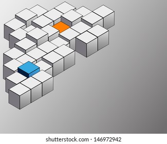 The cubic abstraction on a gray background.