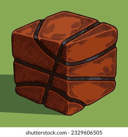 cubic basketball. Basketball shaped like a box isolated vector illustration