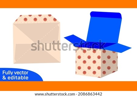 Cubic box auto bottom closer box 2.5 x 2.5 x 2.5 box template fit on A4 size paper 3D box