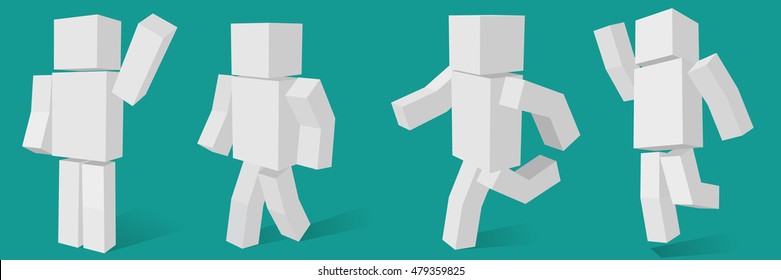 cubic character in four different poses.