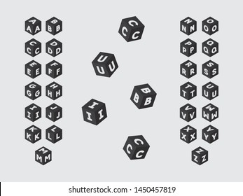 Cubic font. Vector alphabet letters. Typeface design. Typography Graphic